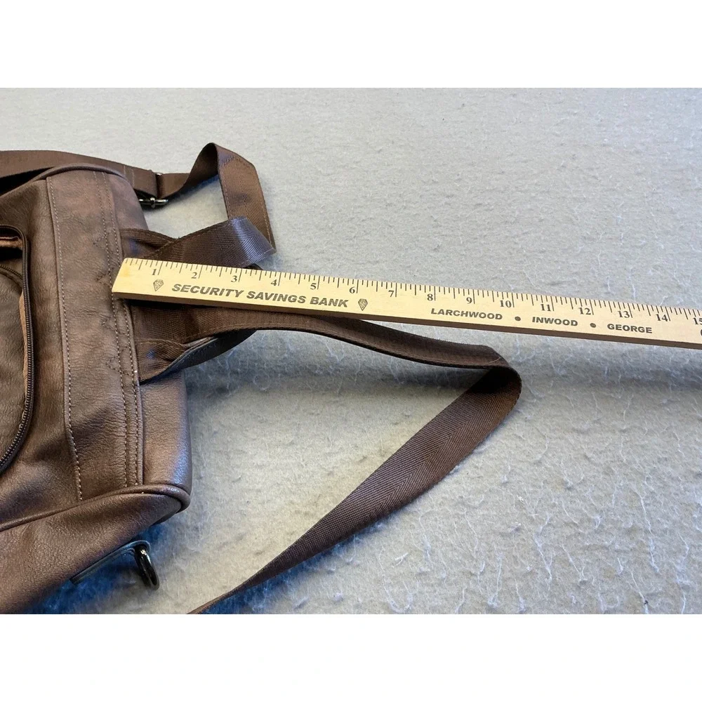 CLUCI Brown Vegan Leather Backpack Multiple Pockets Large Travel Bag Medium